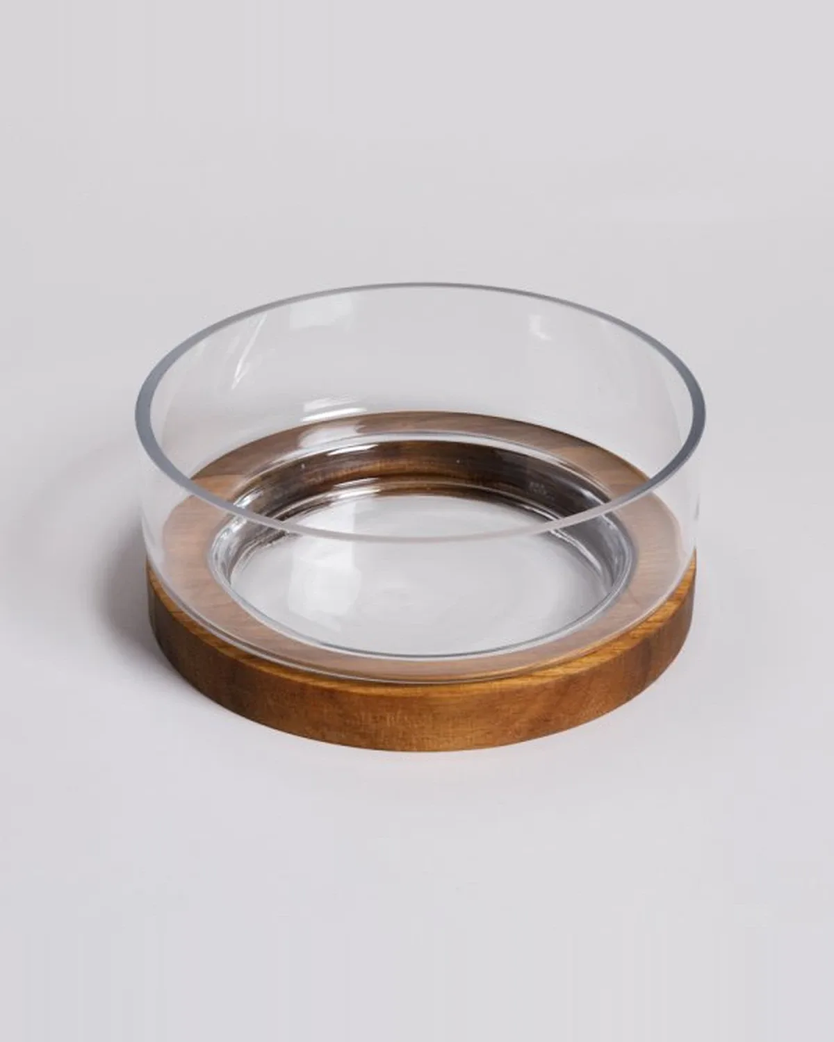 Bowl de Vidrio con Base de Acacia 1,8 L