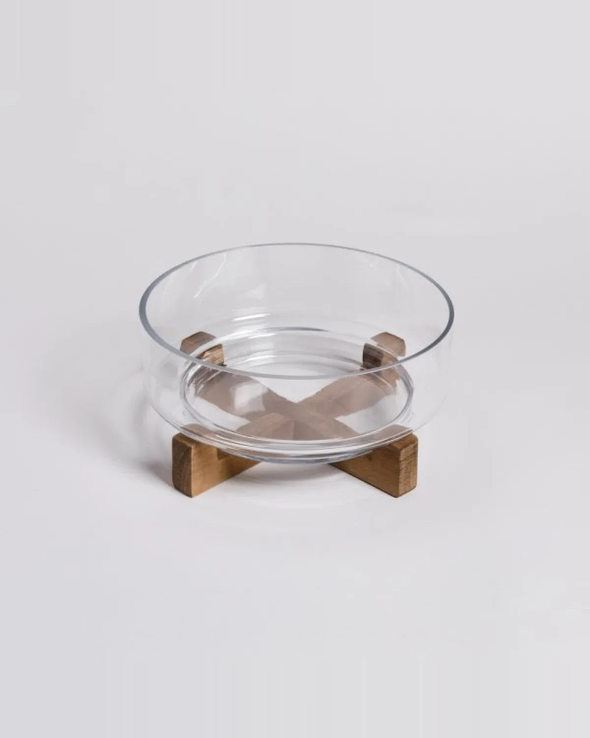 Bowl de Vidrio con Base de Acacia 2,2 L