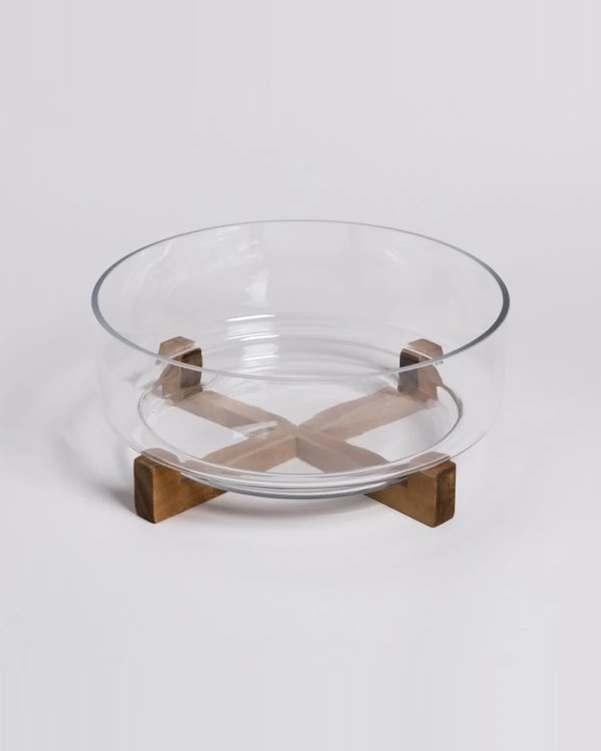 Bowl de Vidrio con Base de Acacia 3,6 L
