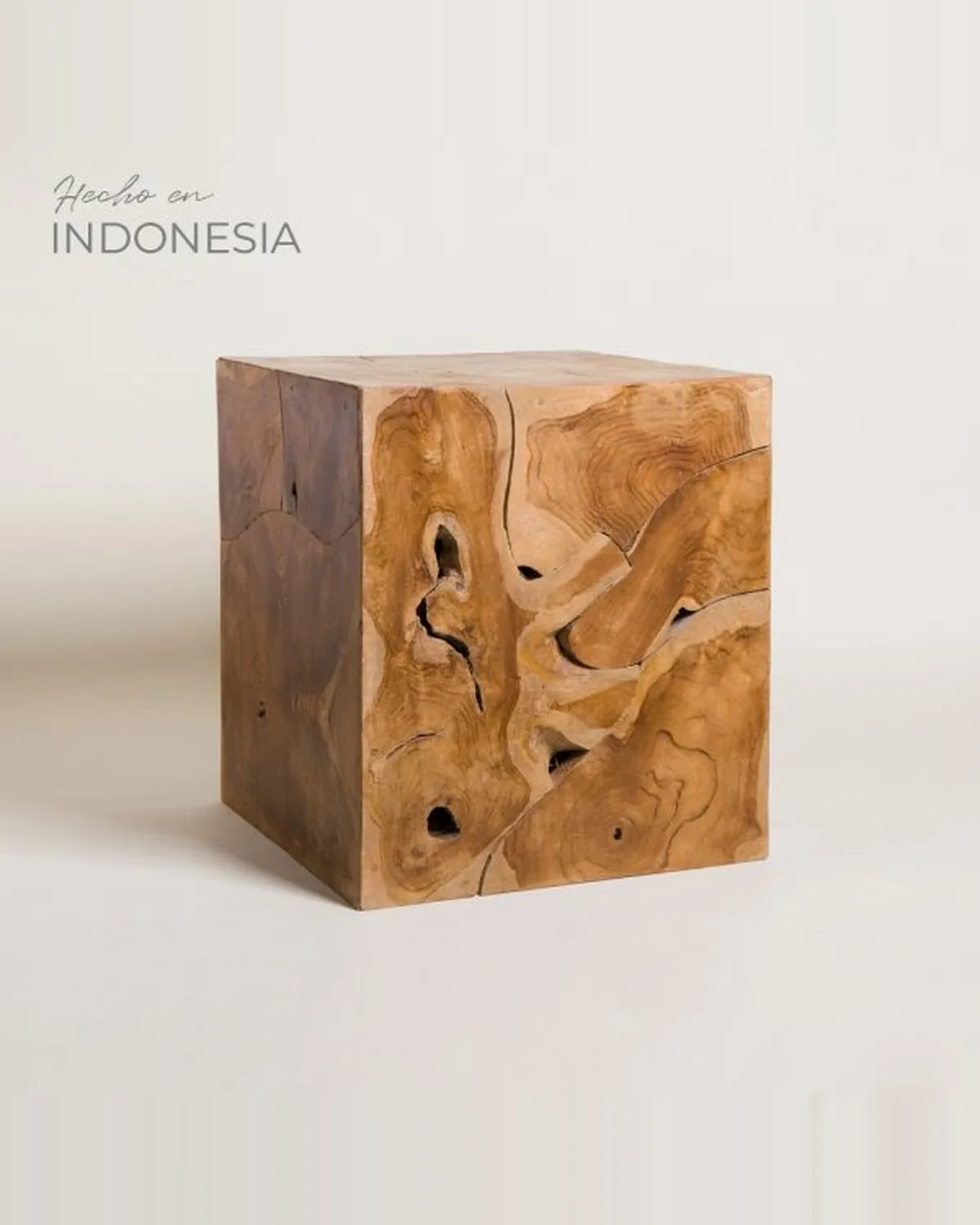 Mesa Auxiliar Cuadrada Lombok Natural 50x45 cm