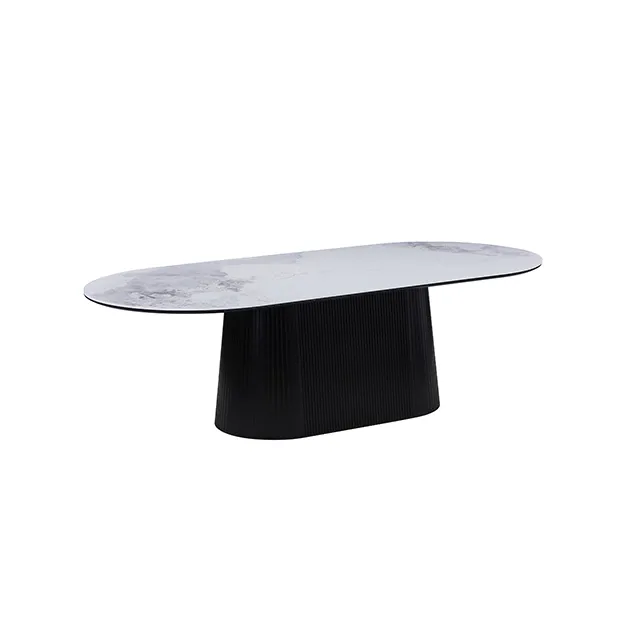 Mesa Oval Calacata Borghini - Base Negra