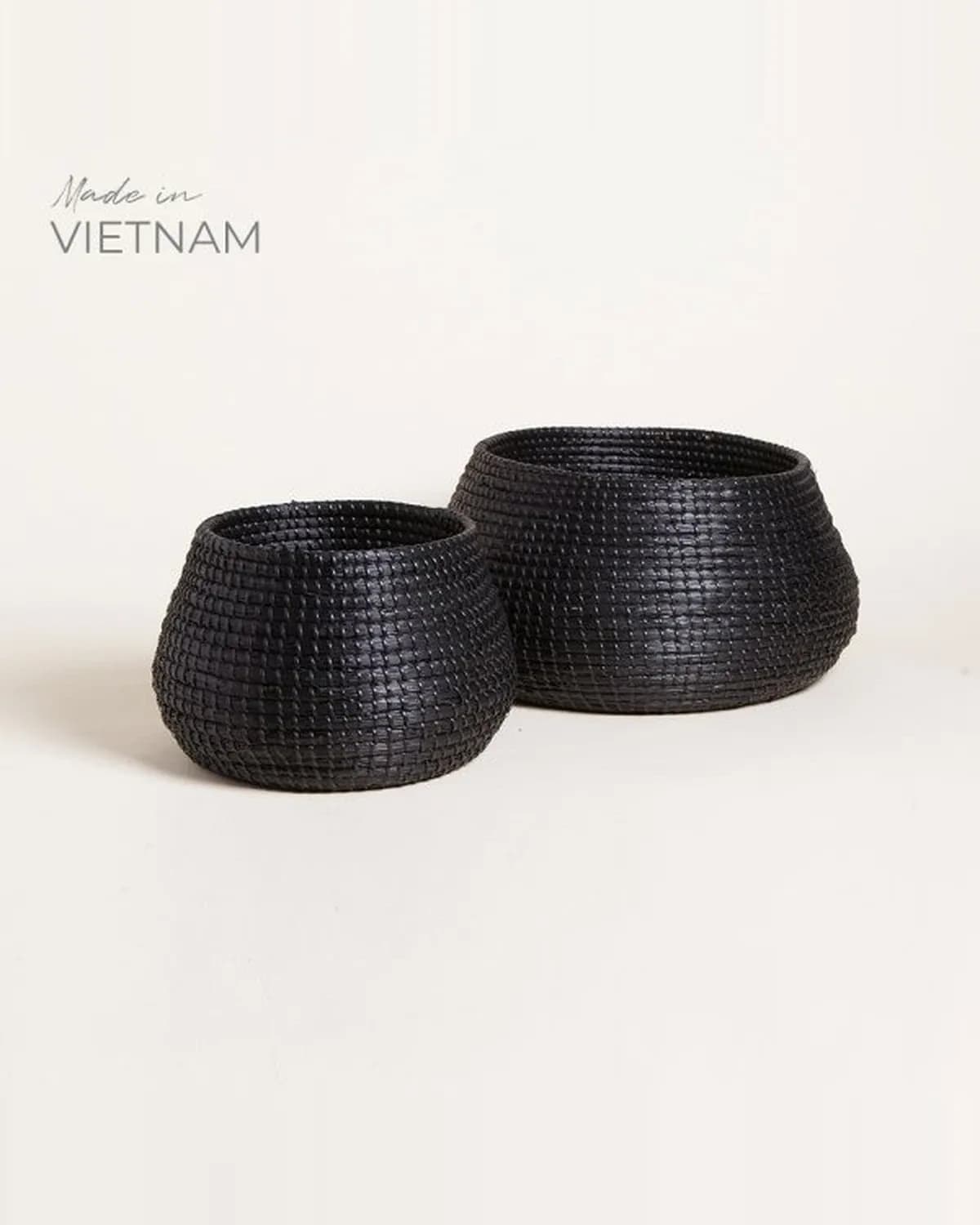 Set x 2 Canastos Halong Negro 25x45 cm /22x32 cm
