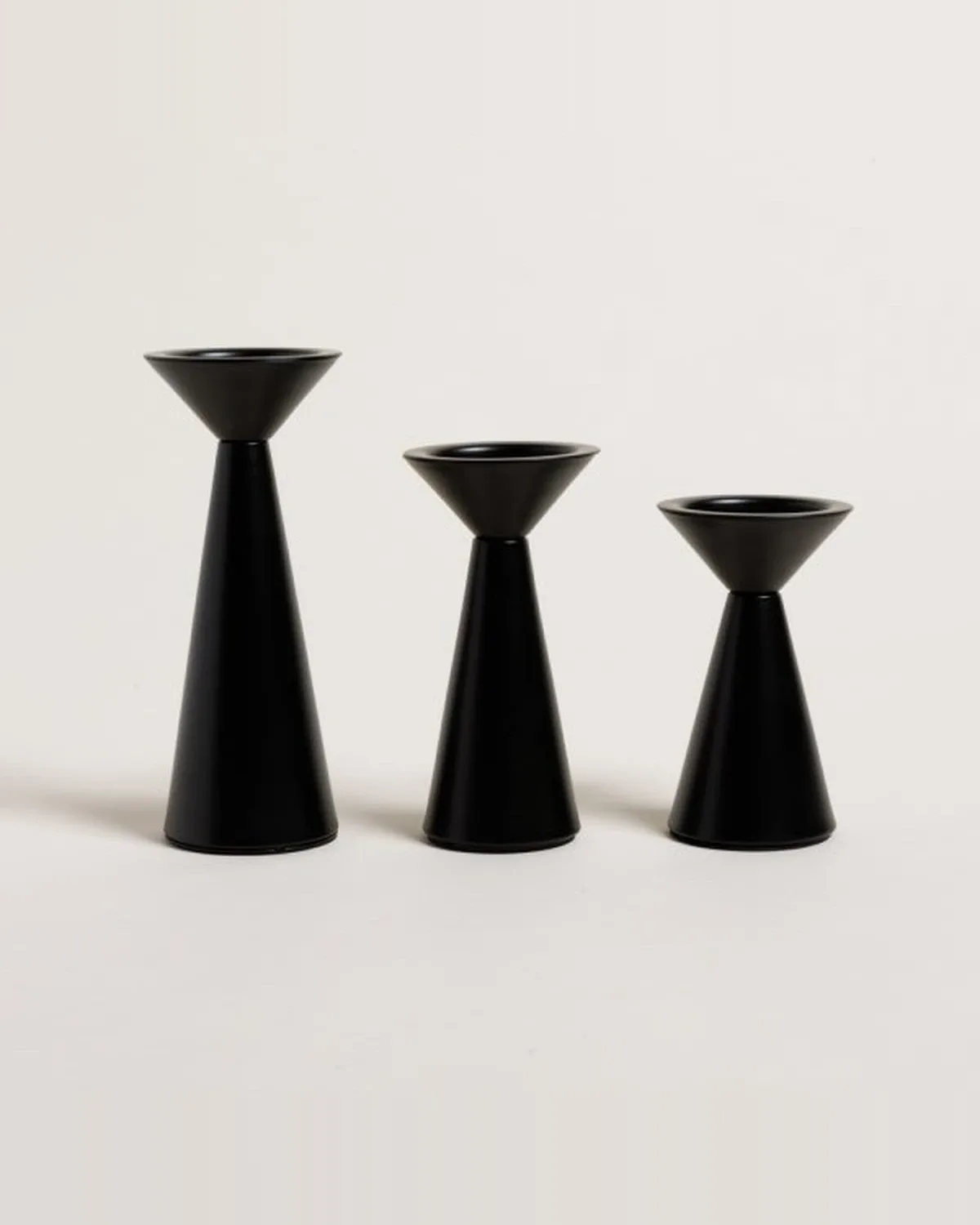 Set x 3 Portavelas Zeil Black 13/15,5/19 cm