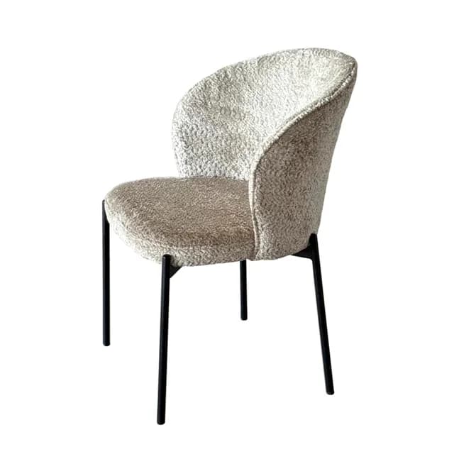 Silla Alina Beige Boucle - Base Negra