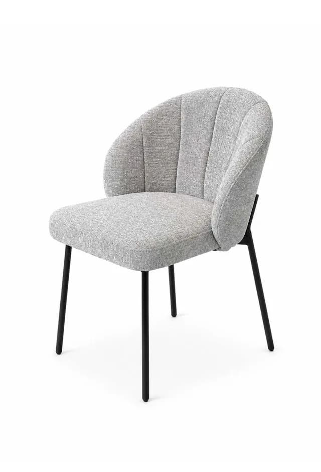 Silla Shayl Chenille Gris Claro - Base Negra