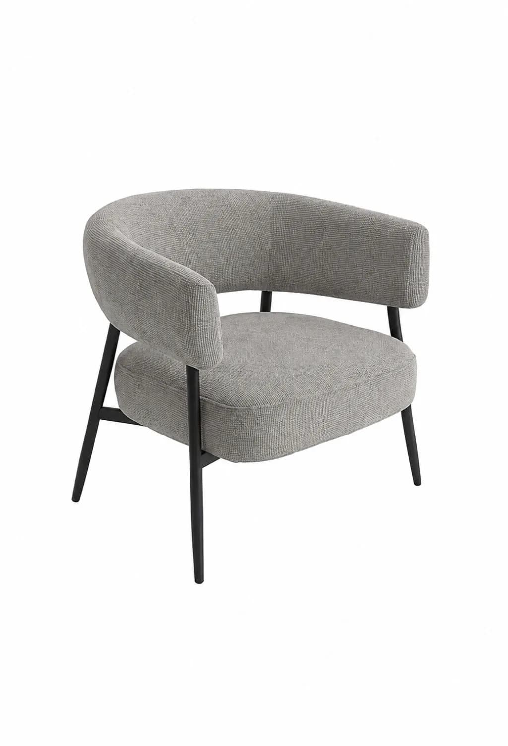 Sillón Boreal Chenille Gris Oscuro - Base Negra
